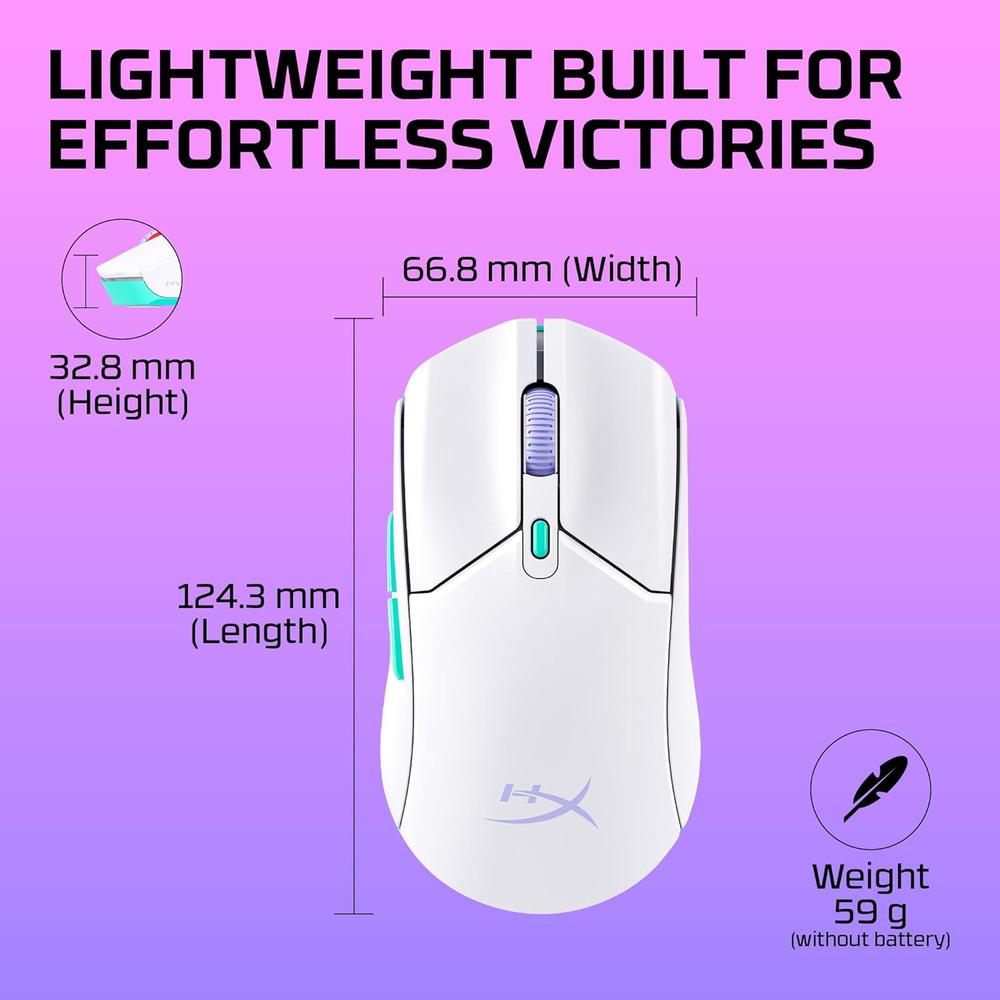 MOUSE INALÁMBRICO HYPERX PULSEFIRE HASTE 2 CORE DUAL | BLANCO - 3