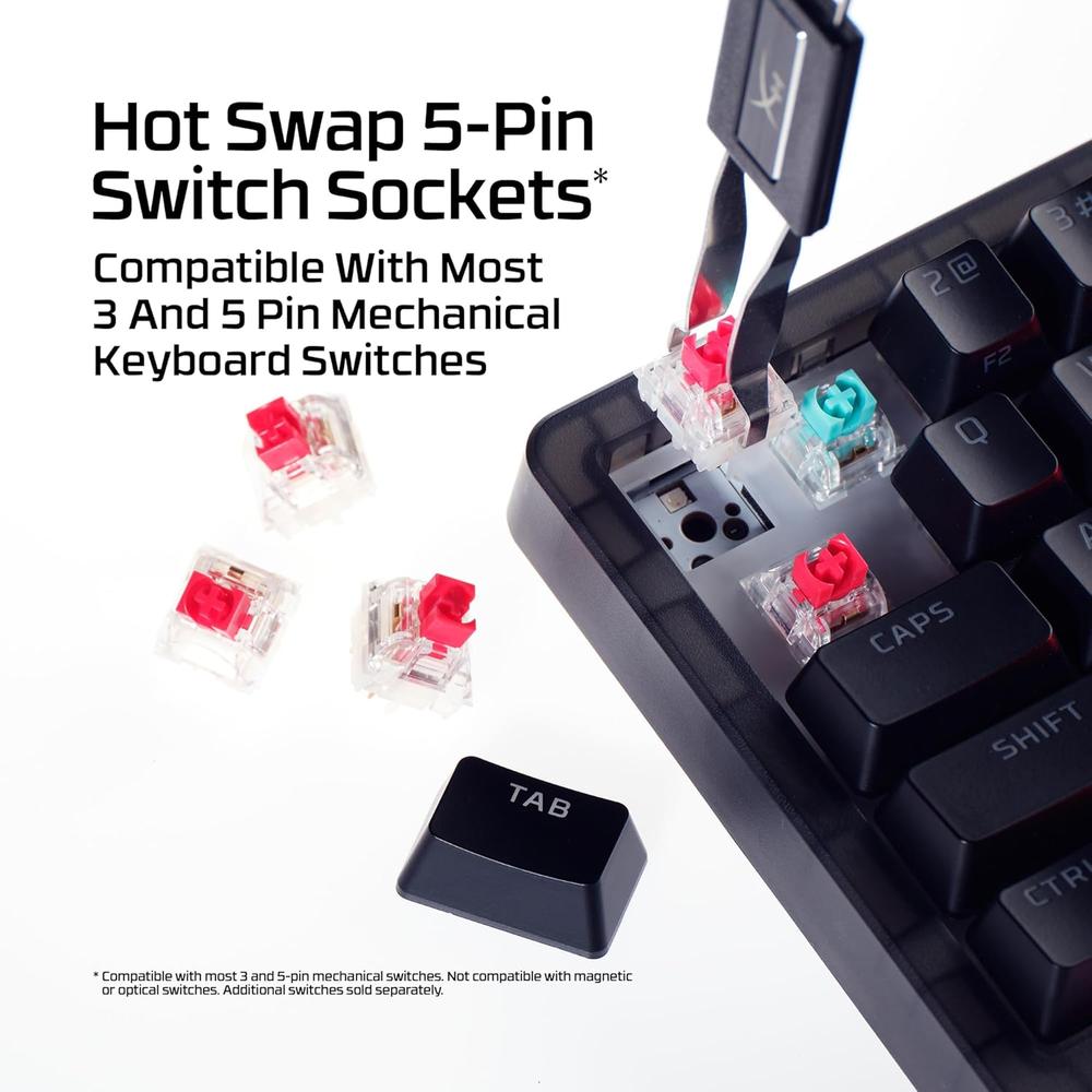 TECLADO ALÁMBRICO HYPERX ORIGINS 2 65 HOT SWAP | NEGRO - 3