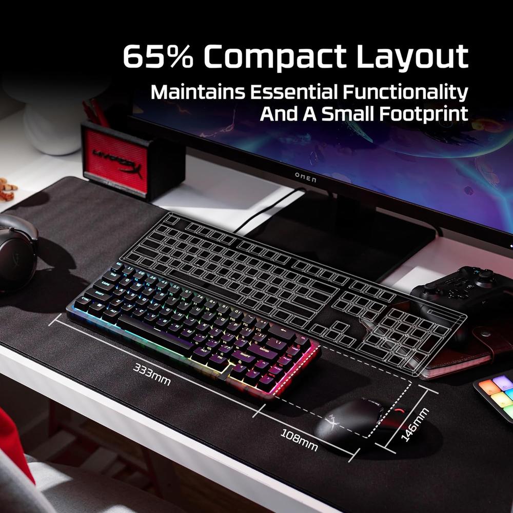 TECLADO ALÁMBRICO HYPERX ORIGINS 2 65 HOT SWAP | NEGRO - 6