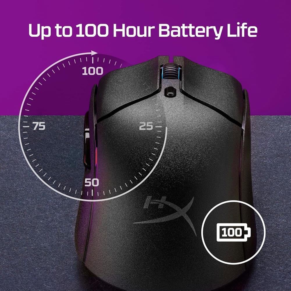 MOUSE INALÁMBRICO HYPERX PULSEFIRE HASTE 2 DUAL 100H | NEGRO - 2
