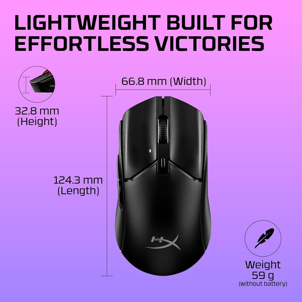 MOUSE INALÁMBRICO HYPERX PULSEFIRE HASTE 2 CORE DUAL | NEGRO - 3