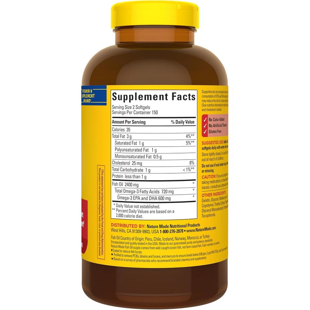 NATURE MADE OMEGA 3 FISH OIL BURP LESS 1200 MG | 300 UND - 7
