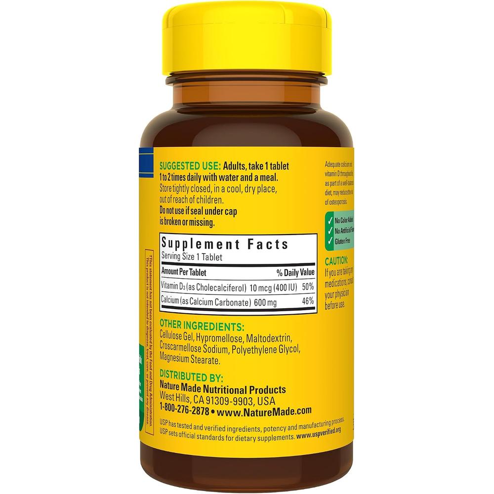 NATURE MADE CALCIO 600 MG + VITAMINA D3 | 60 UND - 9