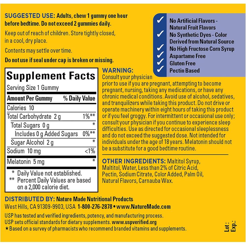 NATURE MADE PACK 2 MELATONINA CERO AZÚCAR 5 MG | 70 UND C/U - 4