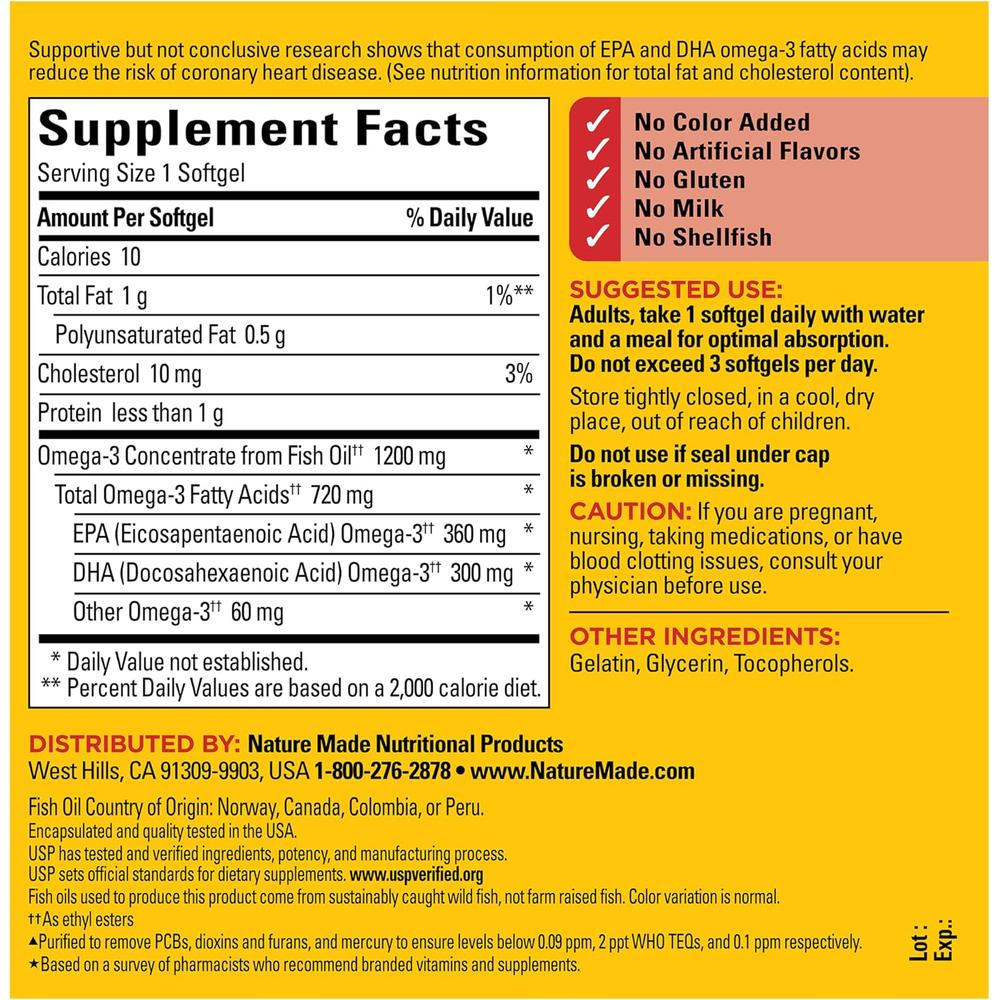 NATURE MADE OMEGA 3 + FISH OIL 1200 MG | 100 UND - 7