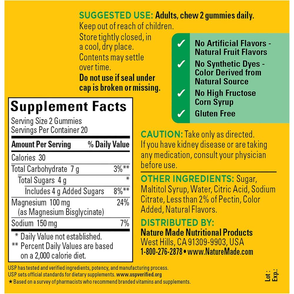 NATURE MADE MAGNESIO GLICINATO 100 MG | 40 UND - 8