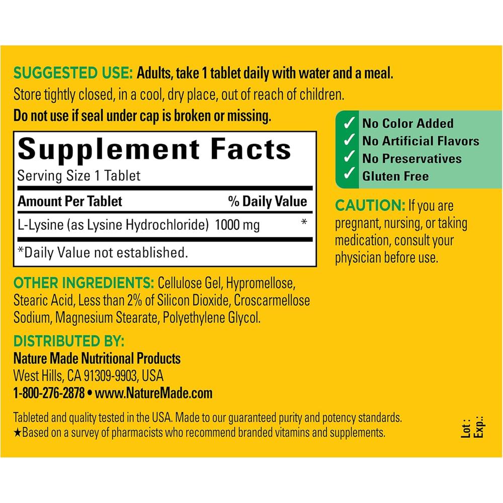 NATURE MADE L-LISINA 1000 MG | 60 UND - 6