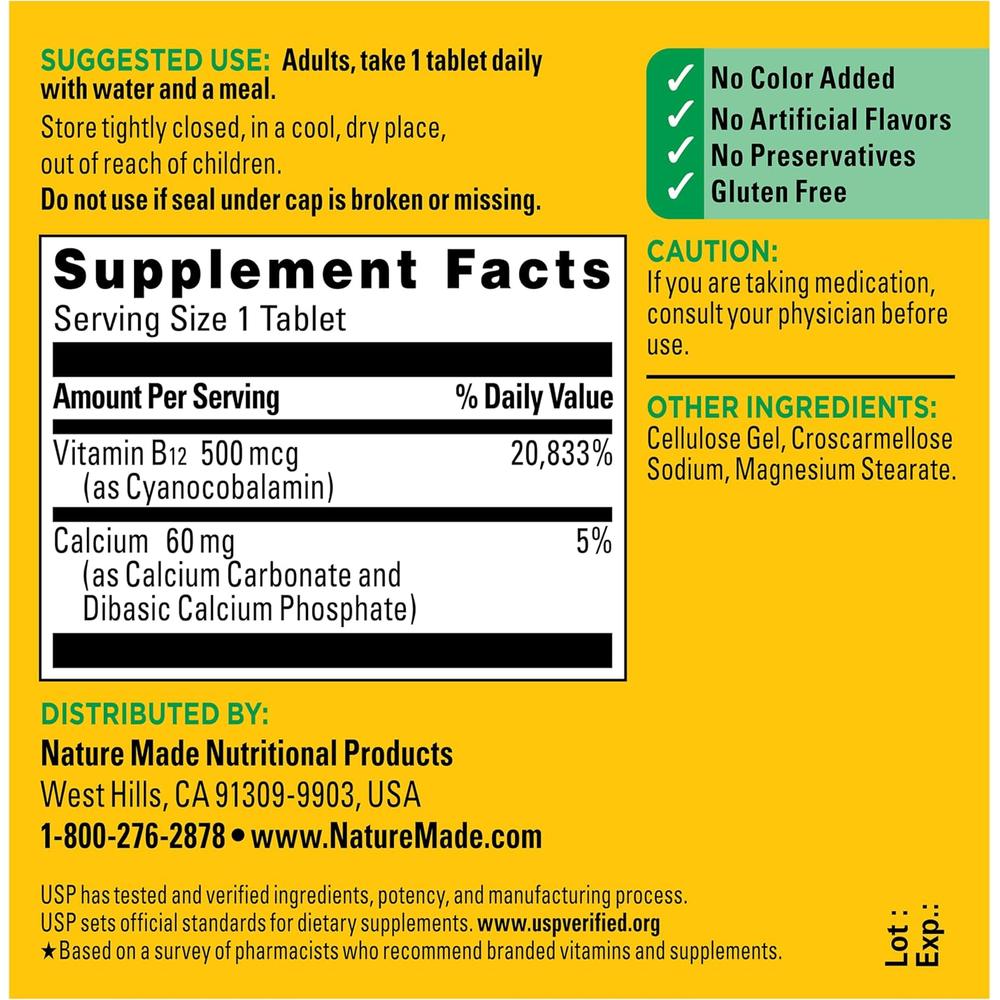NATURE MADE VITAMINA B12 500 MCG | 200 UND - 7