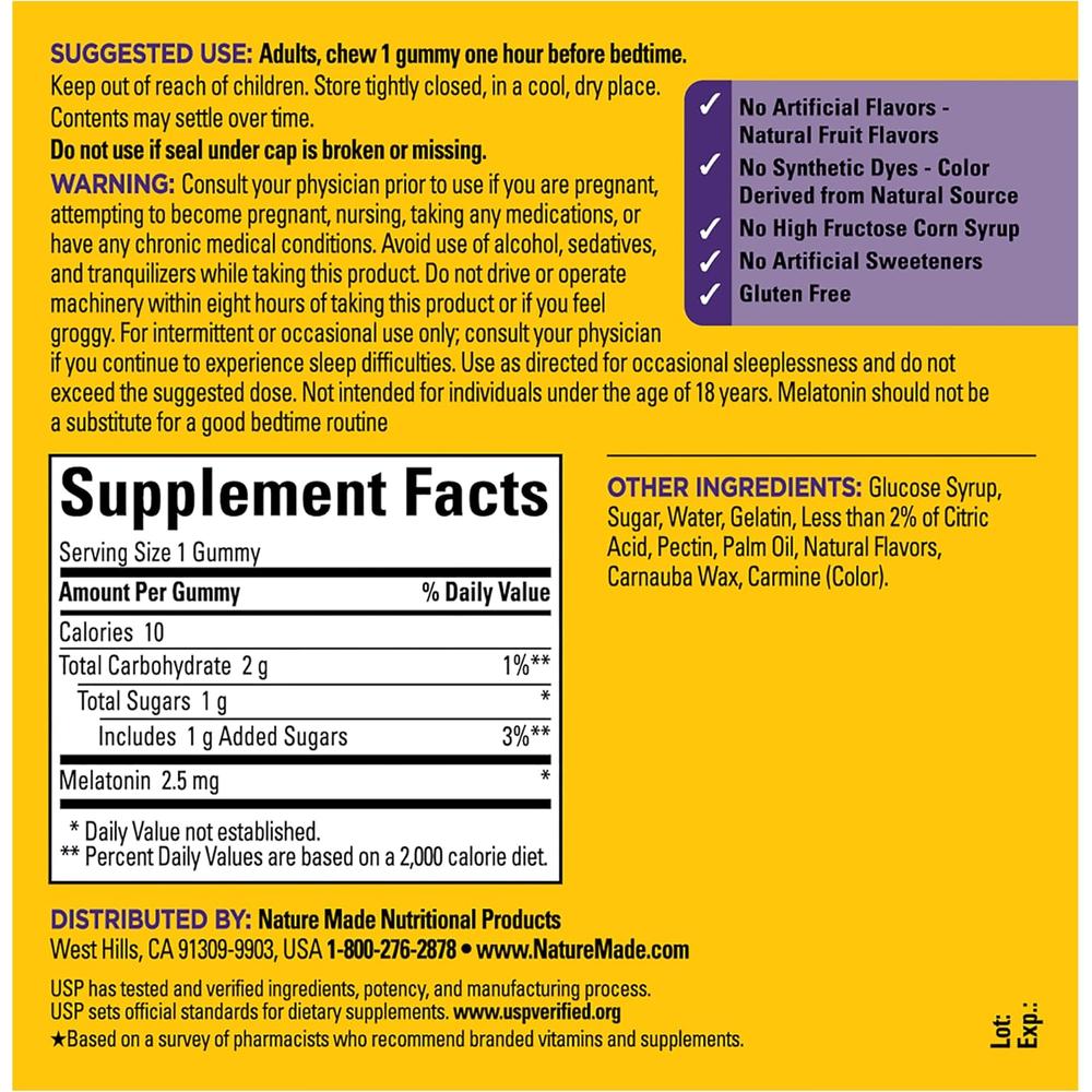 NATURE MADE MELATONINA 2.5 MG GOMITAS | 130 UND - 6