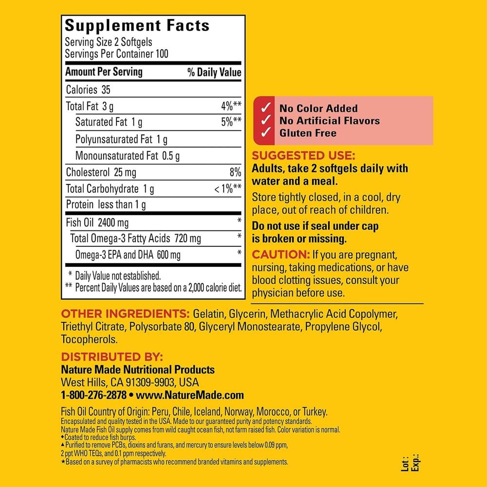 NATURE MADE OMEGA 3 FISH OIL BURP LESS 1200 MG | 200 UND - 2