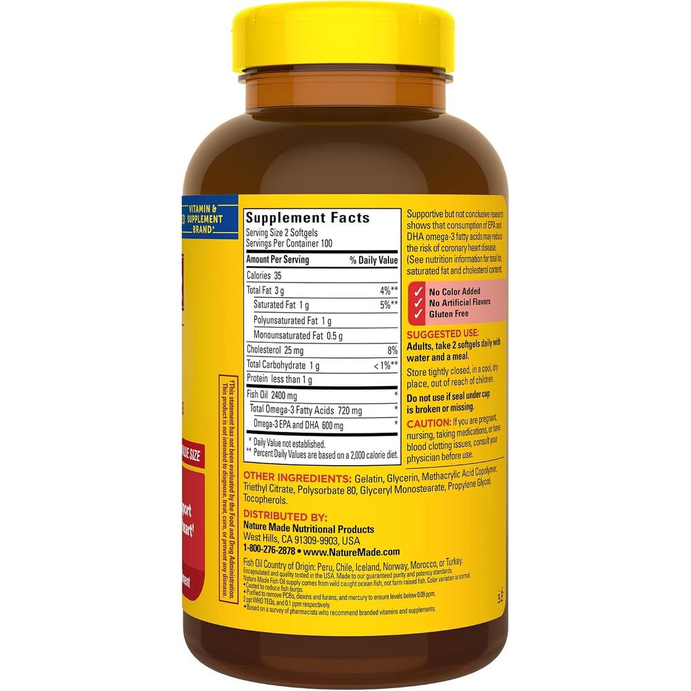 NATURE MADE OMEGA 3 FISH OIL BURP LESS 1200 MG | 200 UND - 7