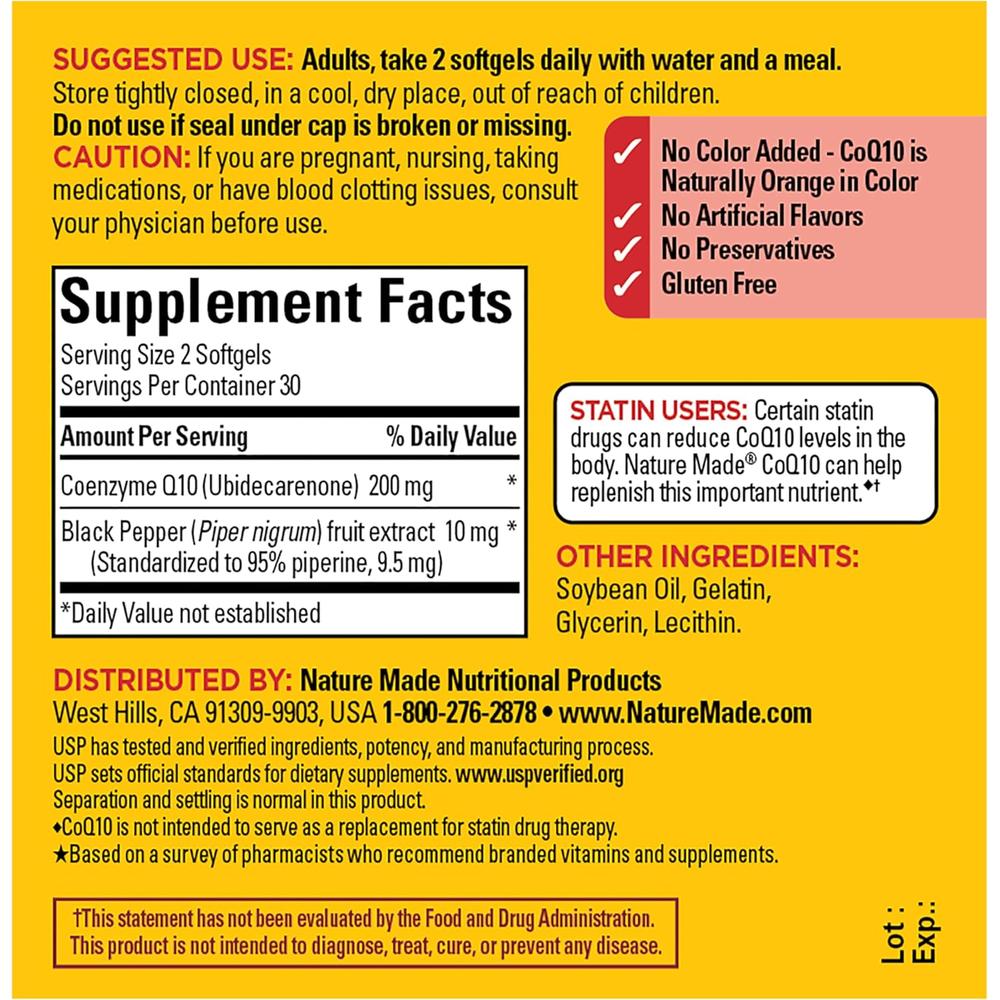 NATURE MADE COQ10 200 MG + PIMIENTA NEGRA | 60 UND - 7