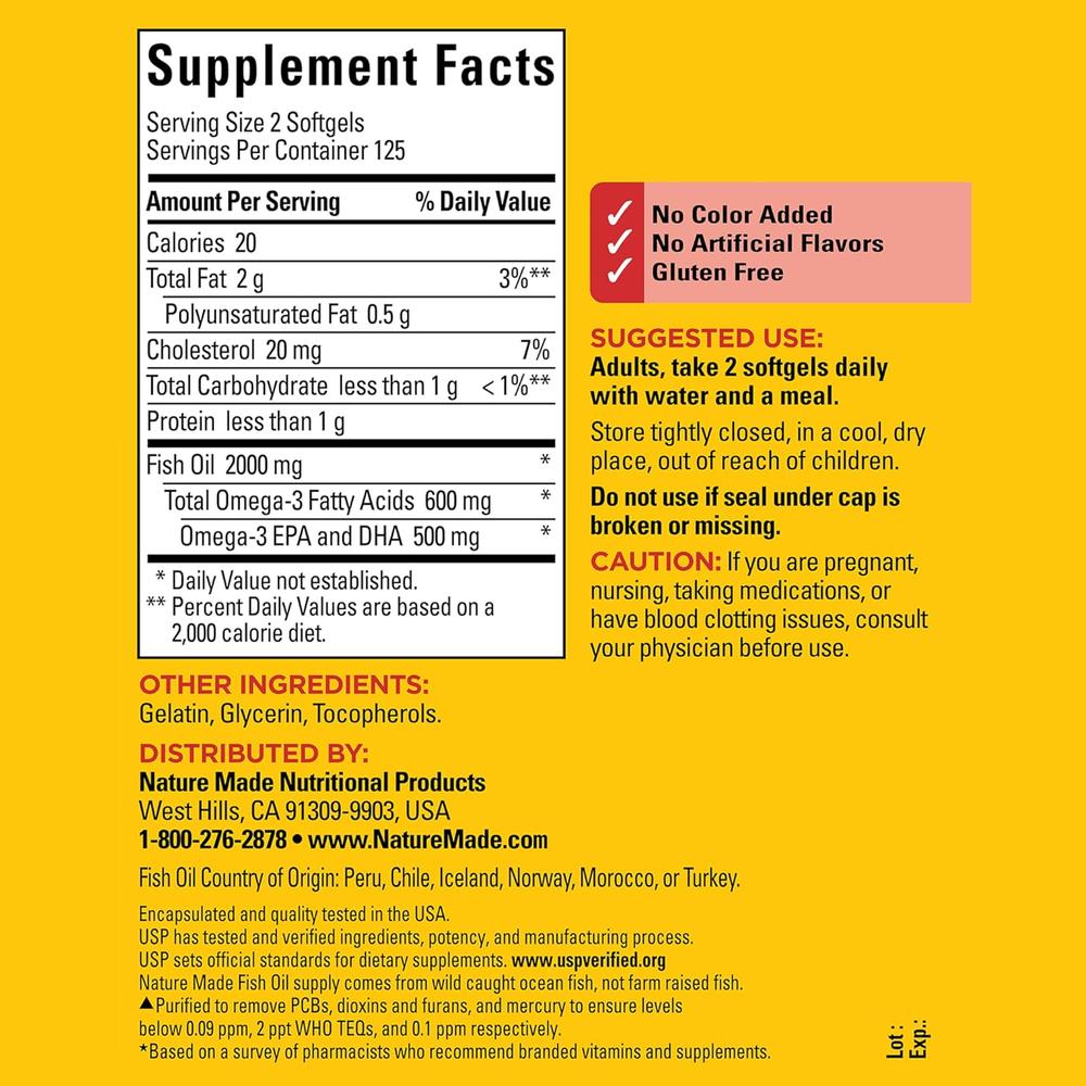 NATURE MADE OMEGA 3 FISH OIL 1000 MG | 250 UND - 6