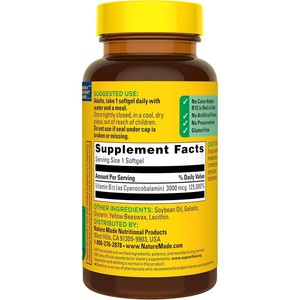 NATURE MADE VITAMINA B12 3000 MCG SOFTGELS | 60 UND - 9