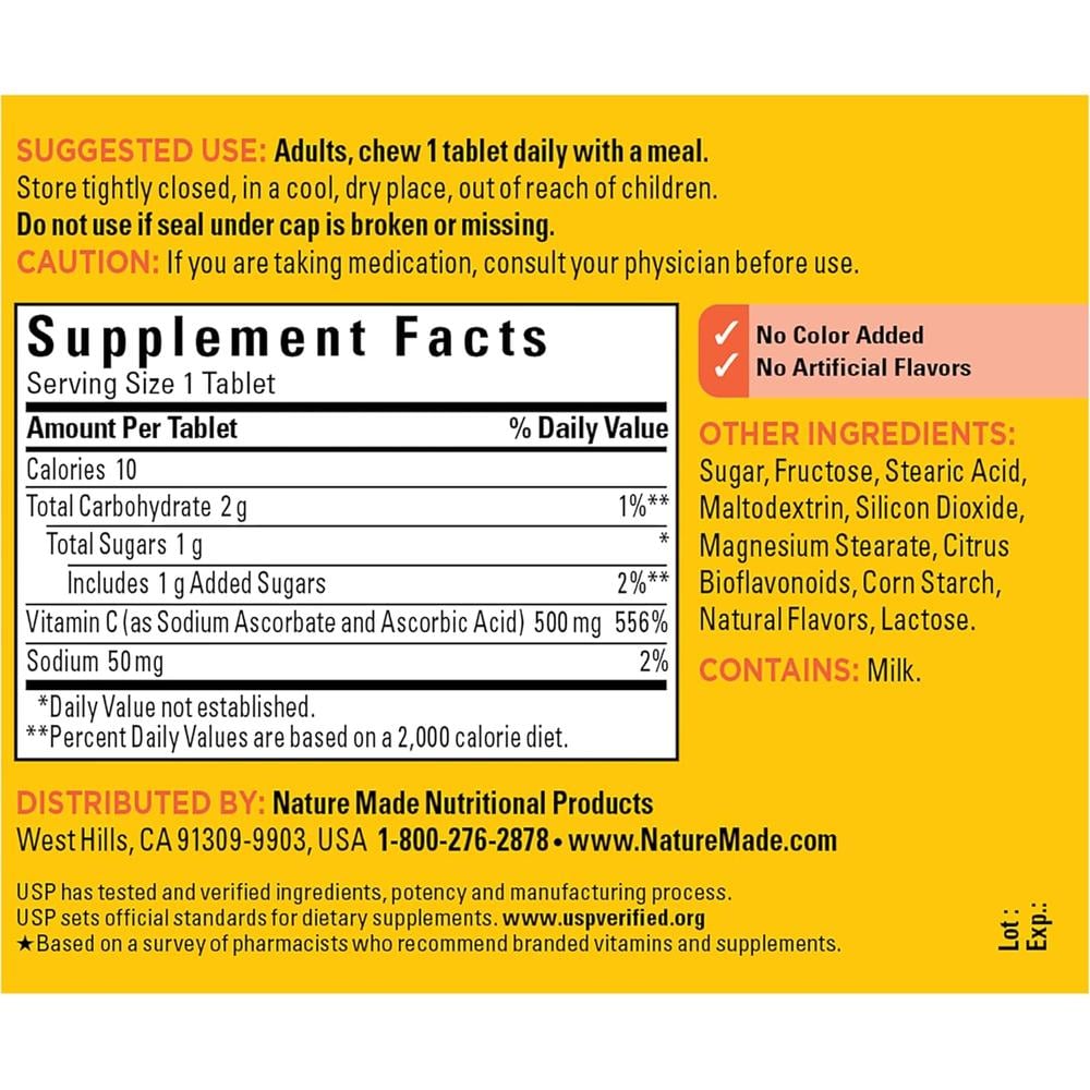 NATURE MADE VITAMINA C MASTICABLE 500 MG | 60 UND - 8