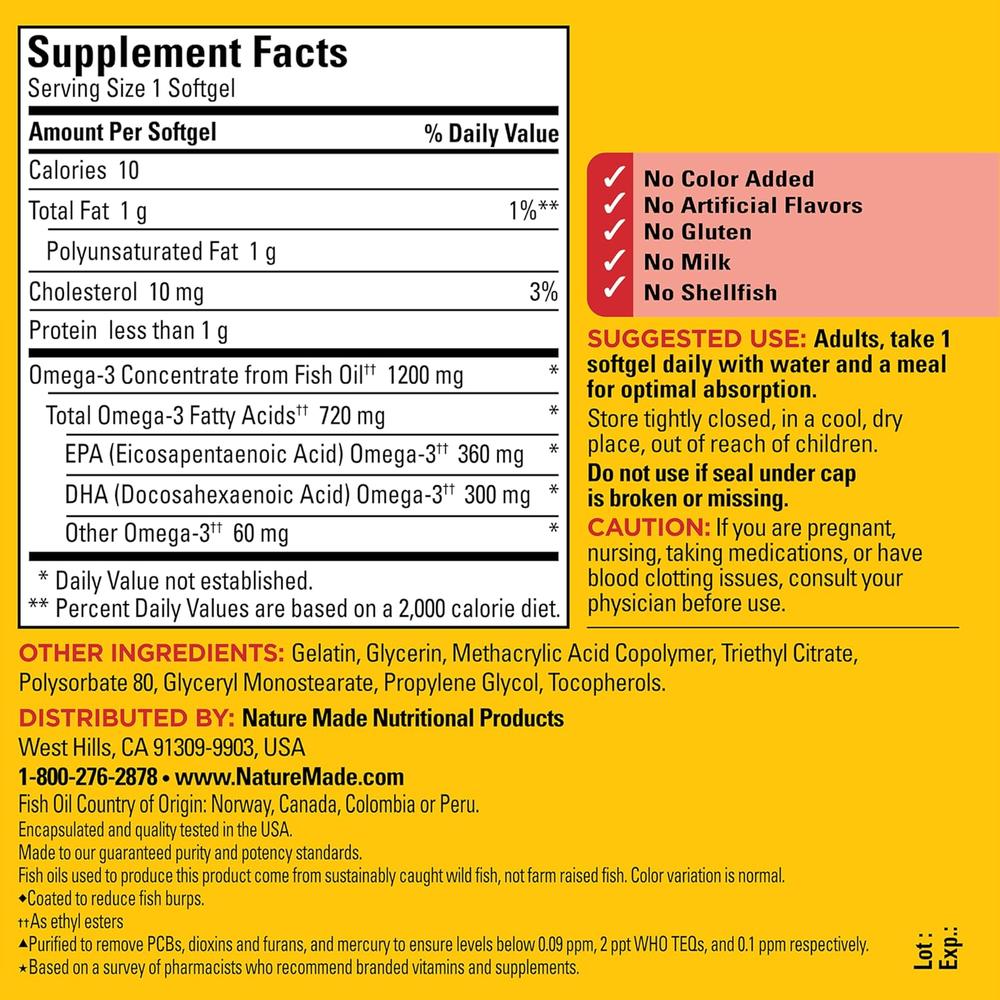 NATURE MADE OMEGA 3 FISH OIL BURP LESS 1200 MG | 120 UND - 7