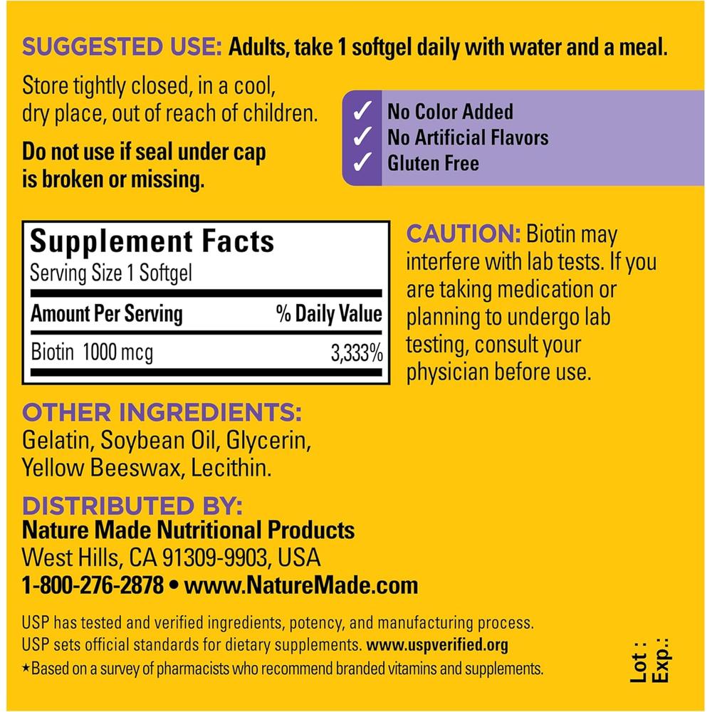 NATURE MADE BIOTINA 1000 MCG | 120 UND - 8