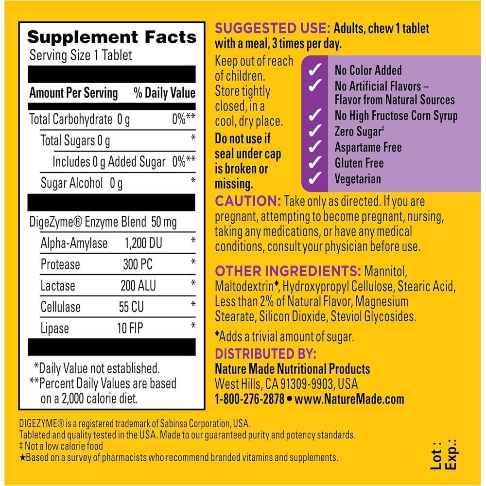 NATURE MADE ENZIMAS DIGESTIVAS 5 EN 1 | 90 UND - 9