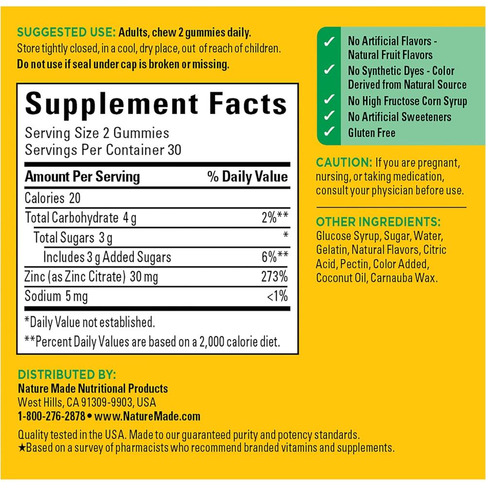 NATURE MADE ZINC 30 MG | 60 GOMITAS - 7