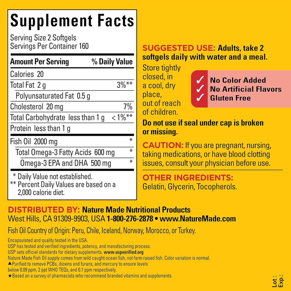 NATURE MADE OMEGA 3 FISH OIL 1000 MG | 320 UND - 6