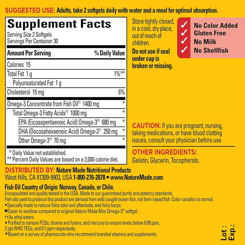 NATURE MADE OMEGA 3 MINI 1400 MG | 60 UND - 7