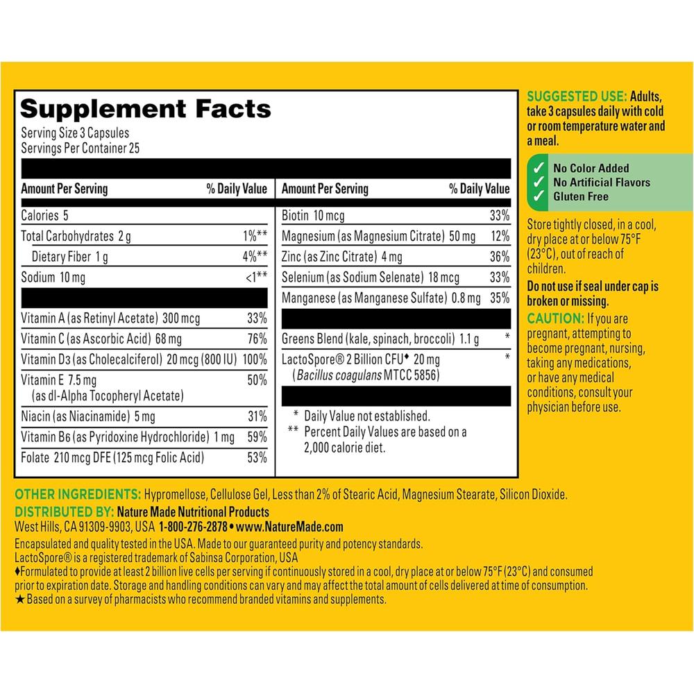 NATURE MADE SUPER GREENS + PROBIÓTICOS | 75 UND - 8
