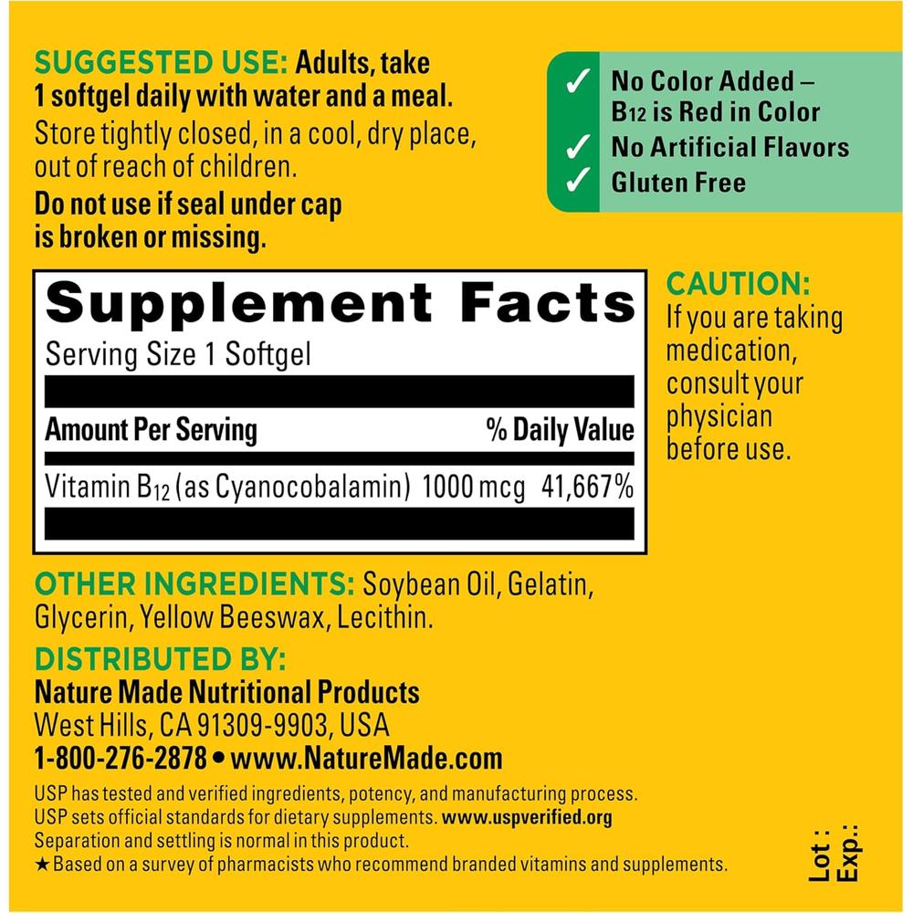 NATURE MADE VITAMINA B12 1000 MCG | 150 UND - 8
