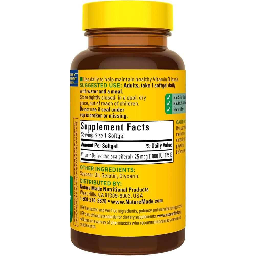 NATURE MADE VITAMINA D3 1000 UI (25 MCG) | 100 UND - 7