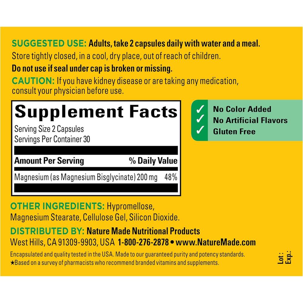 NATURE MADE MAGNESIO GLICINATO 200 MG | 60 UND - 7