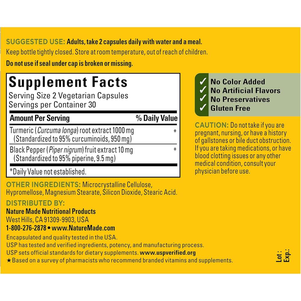 NATURE MADE CÚRCUMA + PIMIENTA NEGRA 1000 MG | 60 UND - 8