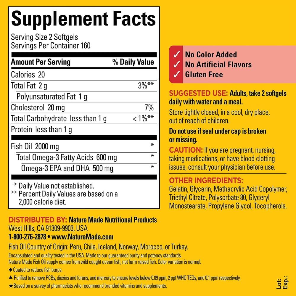 NATURE MADE OMEGA 3 FISH OIL BURP LESS 1000 MG | 320 UND - 2