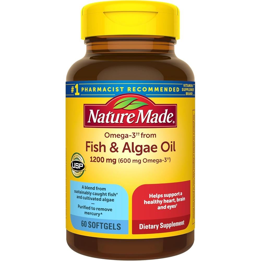 NATURE MADE OMEGA 3 ACEITE DE PESCADO + ALGAS 1200 MG | 60 UND - 1