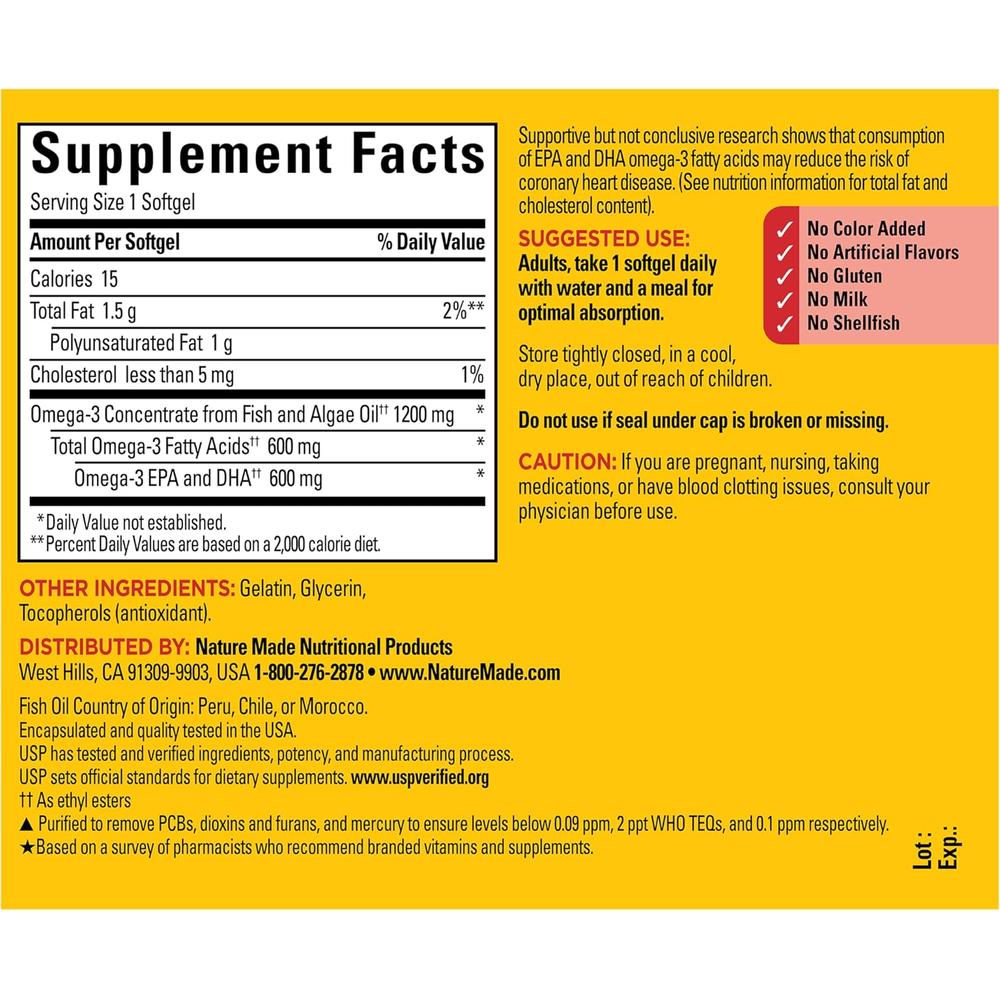 NATURE MADE OMEGA 3 ACEITE DE PESCADO + ALGAS 1200 MG | 60 UND - 7