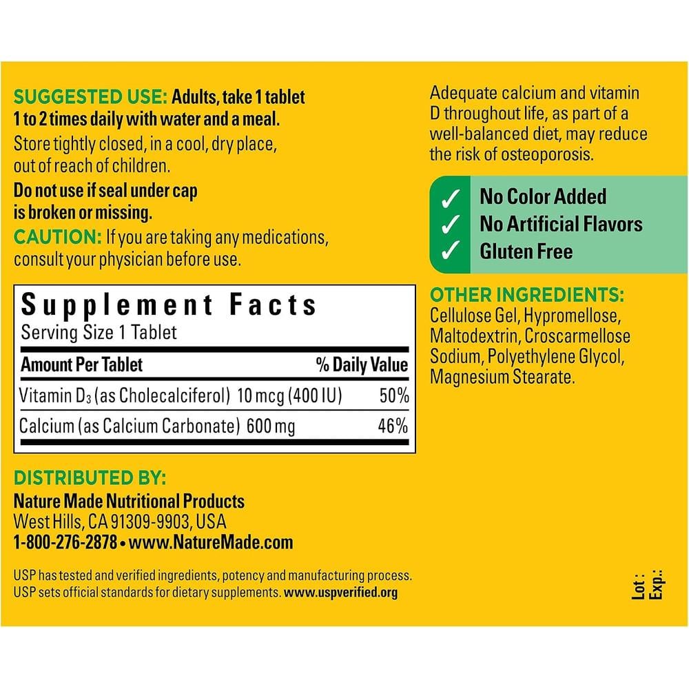 NATURE MADE PACK 3 CALCIO 600 MG + VITAMINA D3 | 120 UND C/U - 5