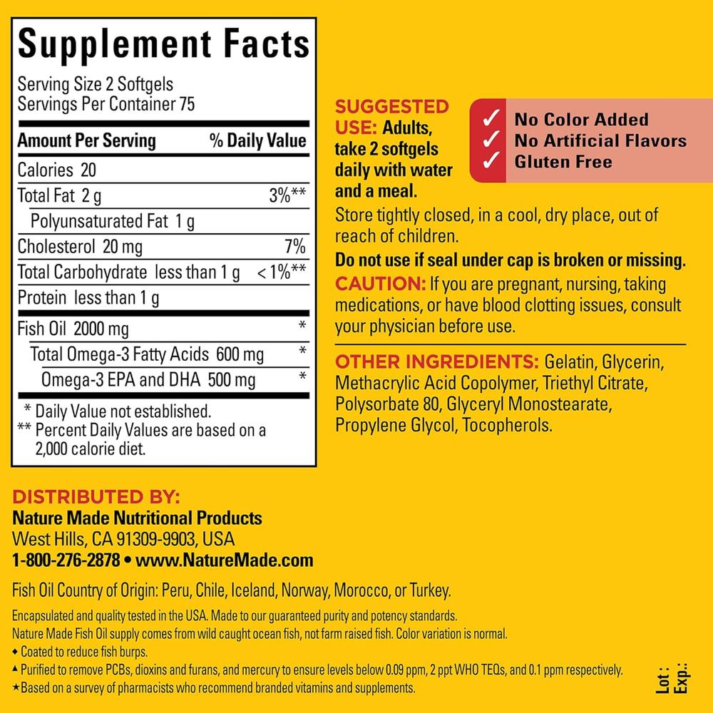 NATURE MADE OMEGA-3 FISH OIL BURP LESS 1000 MG | 150 UND - 2