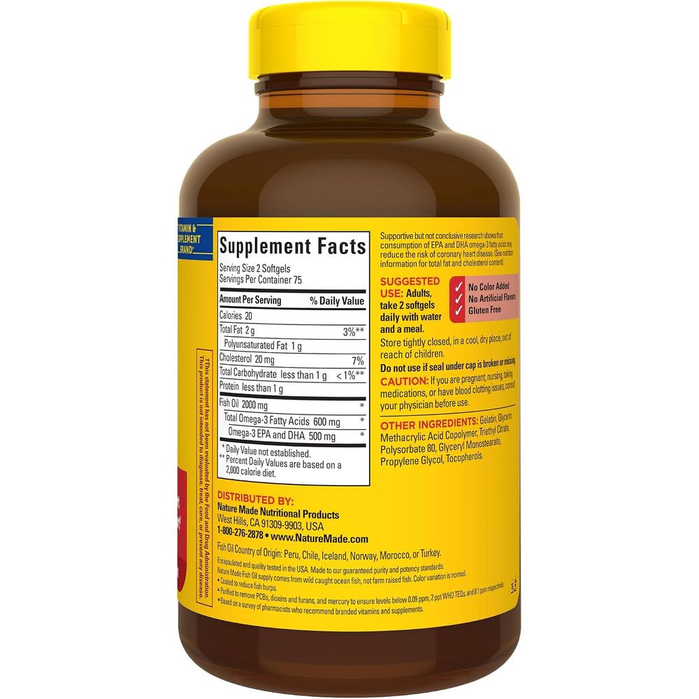 NATURE MADE OMEGA-3 FISH OIL BURP LESS 1000 MG | 150 UND - 7