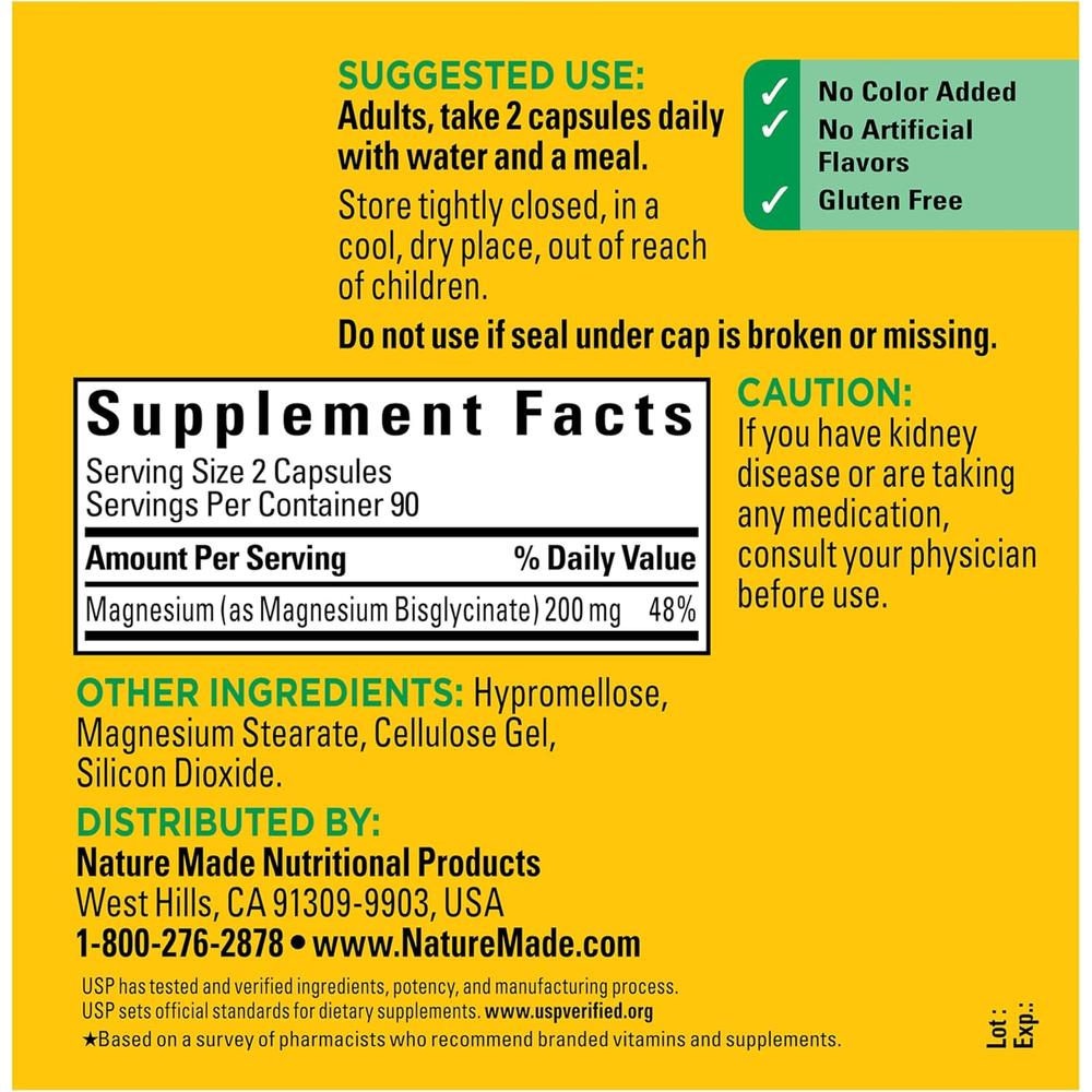 NATURE MADE GLICINATO DE MAGNESIO 200 MG | 180 UND - 7