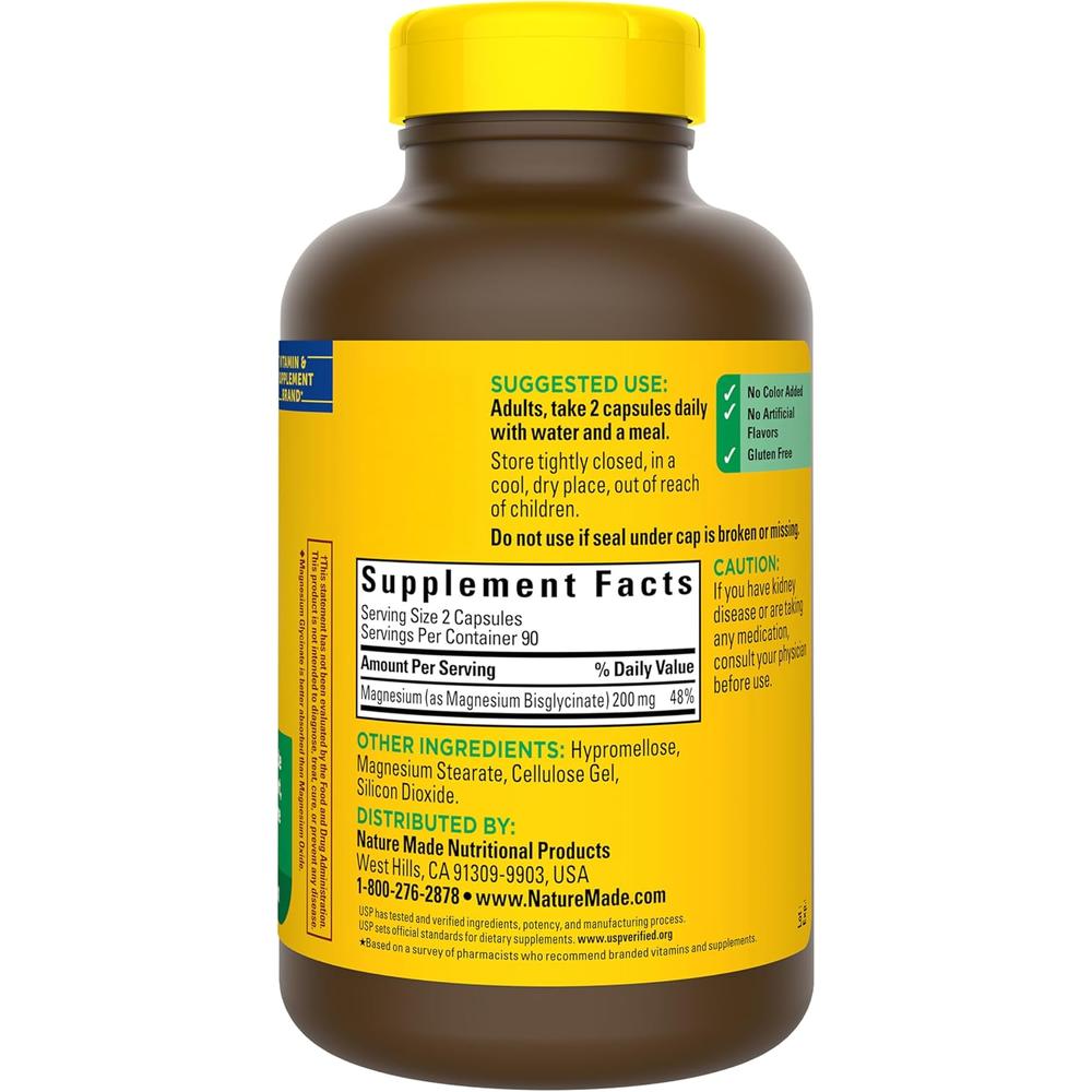 NATURE MADE GLICINATO DE MAGNESIO 200 MG | 180 UND - 8