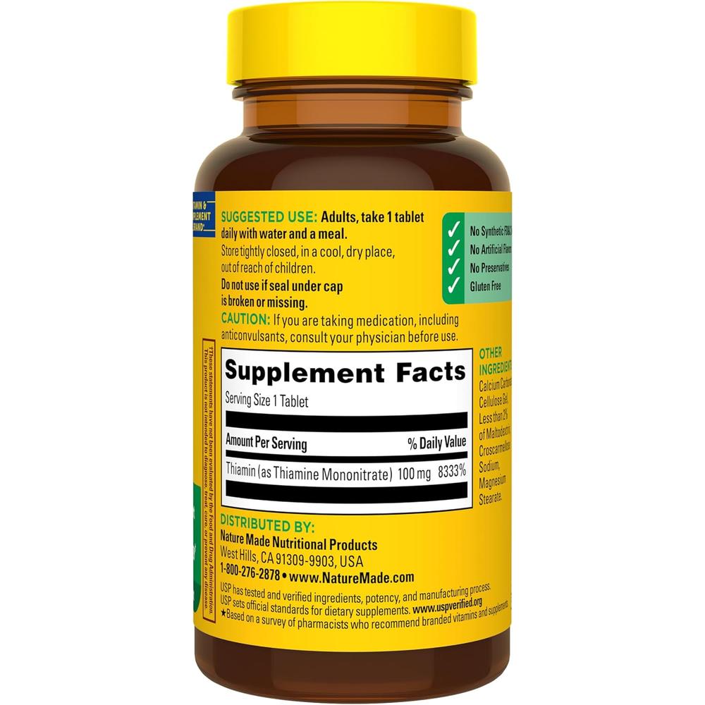 NATURE MADE VITAMINA B1 UNFLAVORED 100 MG | 100 UND - 7