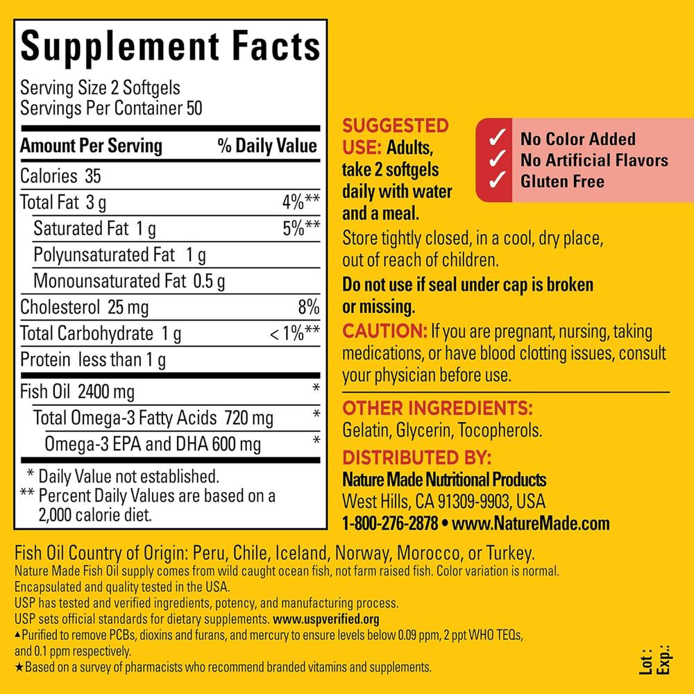 NATURE MADE OMEGA 3 FISH OIL 1200 MG | 100 UND - 6