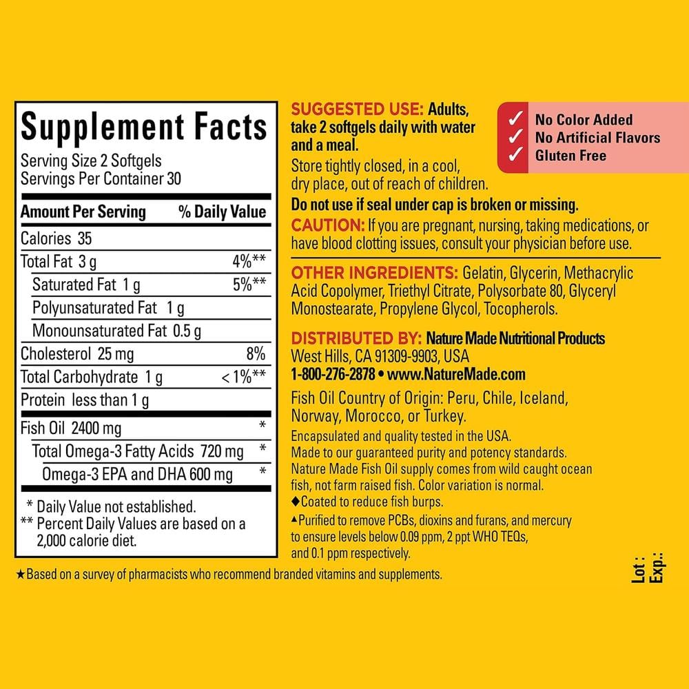 NATURE MADE OMEGA 3 FISH OIL BURP LESS 1200 MG | 60 UND - 2