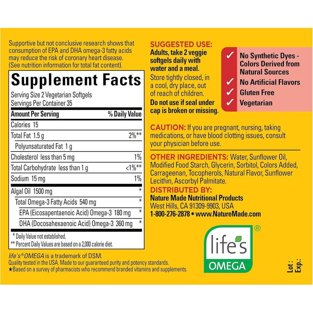 NATURE MADE OMEGA 3 ACEITE DE ALGAS 540 MG | 70 UND - 7