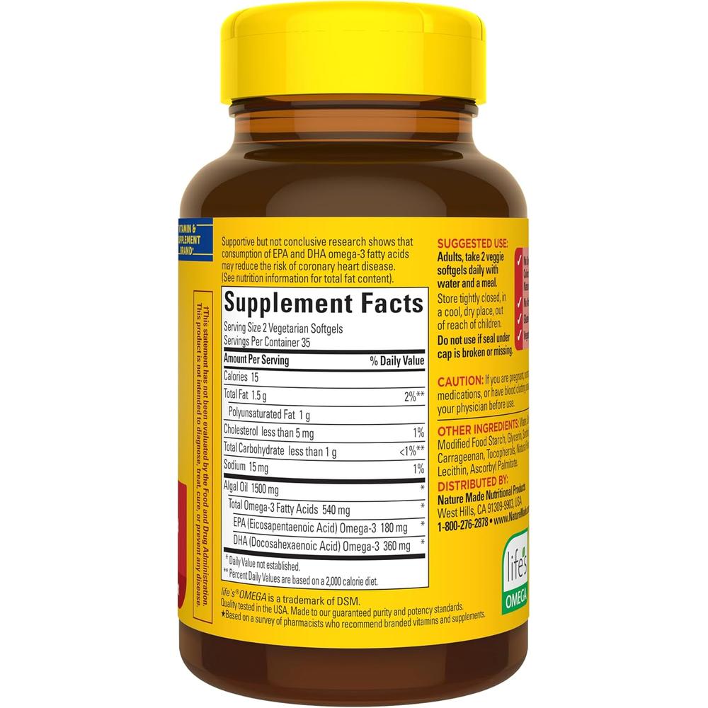 NATURE MADE OMEGA 3 ACEITE DE ALGAS 540 MG | 70 UND - 8