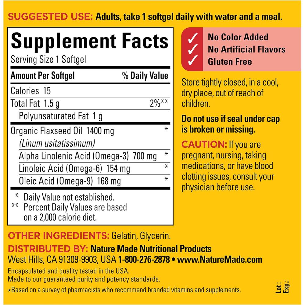 NATURE MADE ACEITE DE LINAZA EXTRA FUERTE 1400 MG | 100 UND - 6