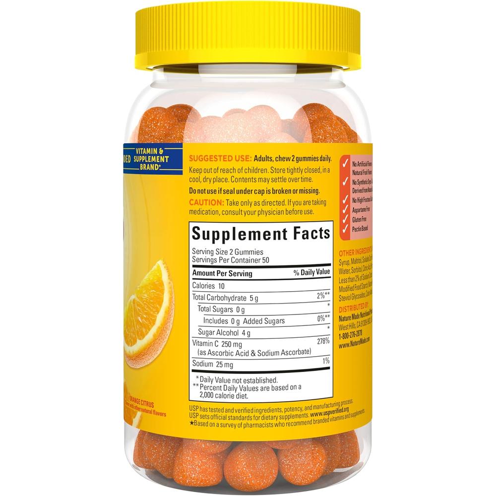 NATURE MADE VITAMINA C CERO AZÚCAR 250 MG | 100 UND - 9