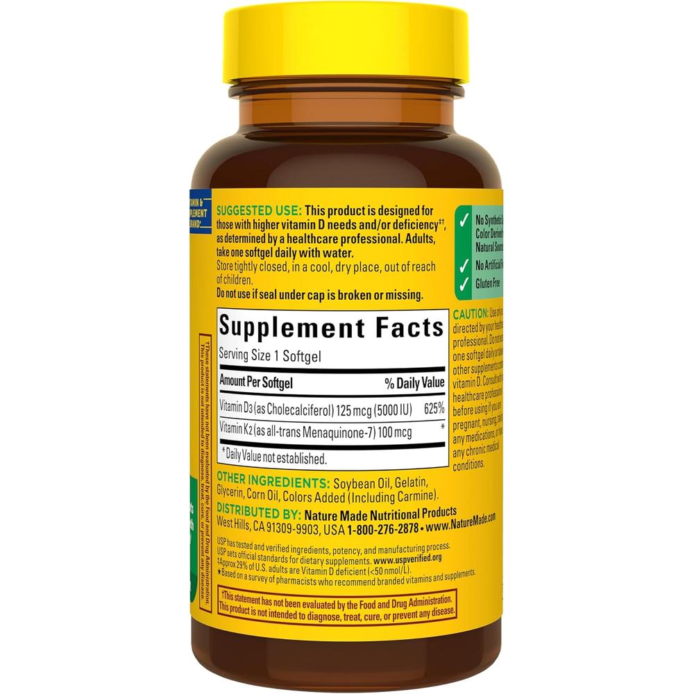 NATURE MADE VITAMINA D3 + K2 5000 UI | 30 UND - 8