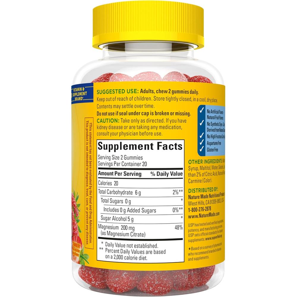 NATURE MADE MAGNESIO CITRATO CERO AZÚCAR 200 MG | 40 UND - 10