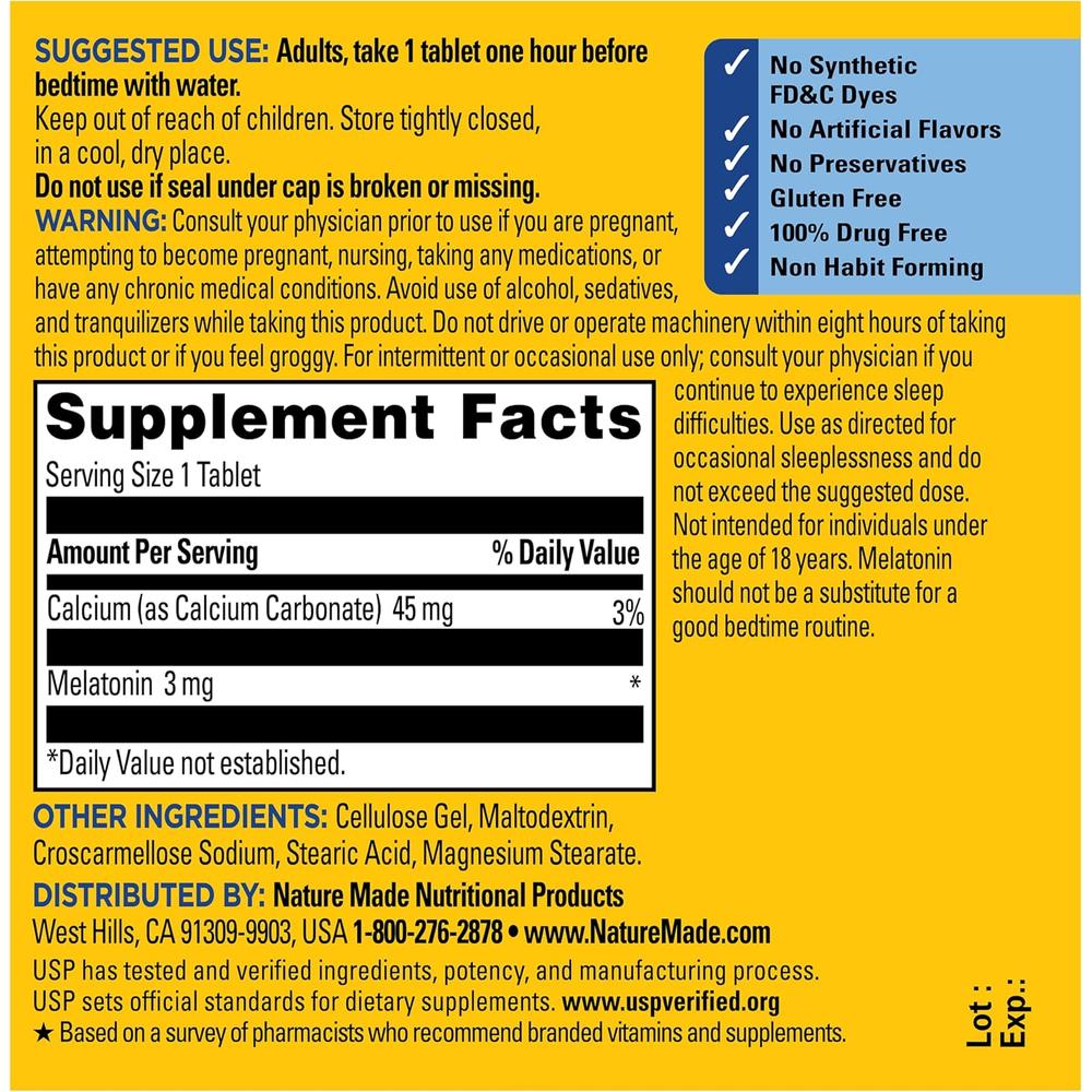 NATURE MADE MELATONINA 3 MG | 240 UND - 7