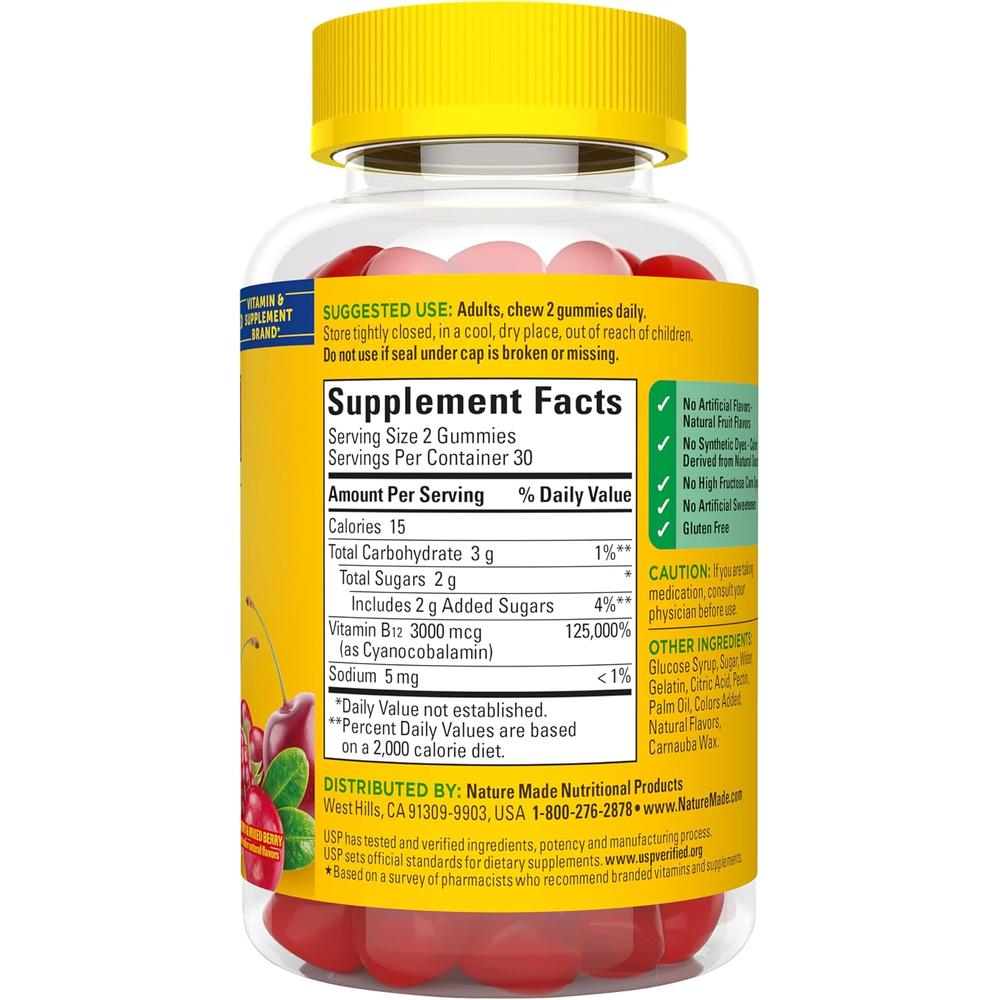 NATURE MADE VITAMINA B12 3000 MCG GOMITAS | 60 UND - 9