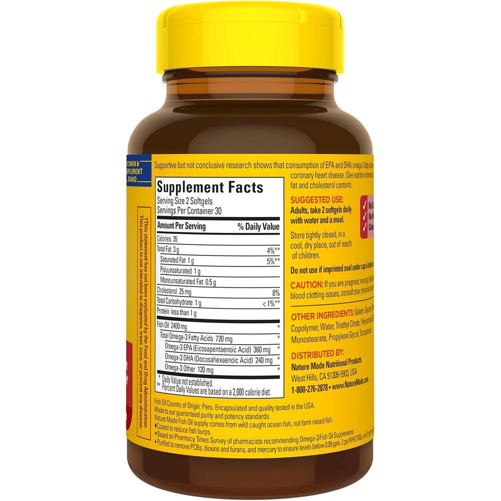 NATURE MADE PACK 3 OMEGA 3 FISH OIL BURP LESS 1200 MG | 60 UND C/U - 8